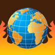 Vector: Globe in fire, global warming Globe in fire, global warming