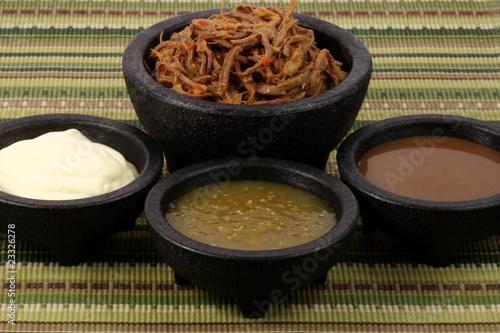 Photo: shredded mexican beef and salsas shredded mexican beef and salsas