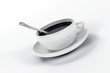Illustration: Close up of a cup of coffee including a spoon Close up of a cup of coffee including a spoon