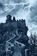 scary castle into the storm