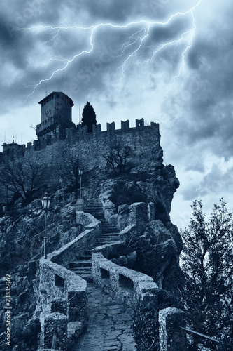 Photo: scary castle into the storm scary castle into the storm