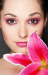 beautiful woman with pink lily