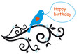 happy birthday card with lovebird
