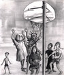 Oh, holy one. Religious playing basketball.