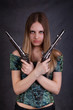 Girl the pirate with a pistol