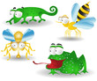 frog bee fly chameleon cartoon characters