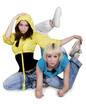 Teenage girl dancing hip-hop over white background Teenage girl dancing hip-hop over white background
