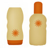 flacons crème et lait solaire protection bronzage
