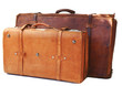 Two old leather suitcases