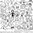 Unique hand drawn, child like drawings in vector format
