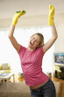 Young Woman Excited About Cleaning