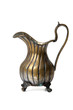 Ancient brass ewer  on white background