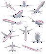 Collage of isolated airplane