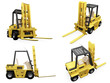Illustration: Collage of isolated fork truck Collage of isolated fork truck