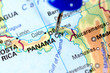 Panama on a map with a blue tag Panama on a map with a blue tag