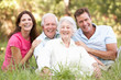 Senior Couple With Grown Up Children In Park