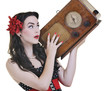 pretty girl listening music on radio pretty girl listening music on radio