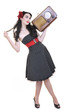 pretty girl listening music on  radio
