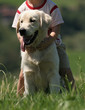 enfant tenant son chien par le cou enfant tenant son chien par le cou