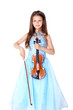 girl with violin isolated on white