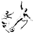 Vektor: Fußballspieler im Zweikampf - Zeichnung - Silhouette Fußballspieler im Zweikampf - Zeichnung - Silhouette