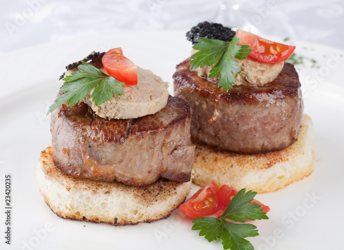 Photo: Meat beef with fua-gra and truffles Meat beef with fua-gra and truffles