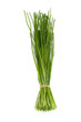 Bunch of chives on a white background.