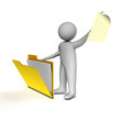 Illustration: 3d man with folder and piece of paper 3d man with folder and piece of paper