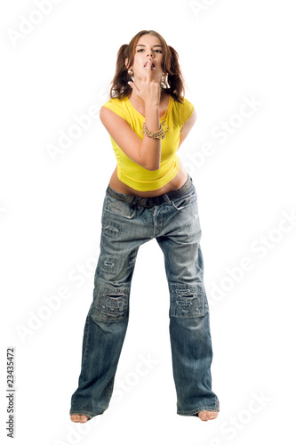 Photo: Naughty girl in wide jeans Naughty girl in wide jeans