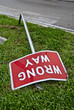Wrong Way sign knocked down