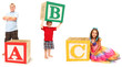Kids with ABC in Alphabet Blocks