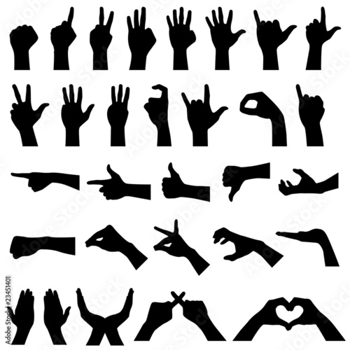 Vector: Hand Sign Gesture Silhouette Hand Sign Gesture Silhouette
