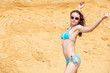 Sexy girl on desert background
