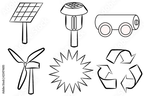 Vector: Energía renovable - Dibujos para colorear Energía renovable - Dibujos para colorear
