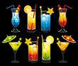 Beautiful cocktails transparent glasses collection Beautiful cocktails transparent glasses collection