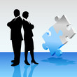 business team with puzzle