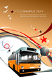 Cover for brochure with Old fashioned city bus. Tourist coach. V Cover for brochure with Old fashioned city bus. Tourist coach. V