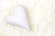 White heart with rose petals