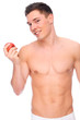 Young man with apple Young man with apple