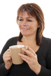 Woman smoking holding cup of coffee