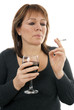 Woman smoking and drinking