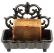 porte-savon rétro en fonte, savon de Marseille, fond blanc porte-savon rétro en fonte, savon de Marseille, fond blanc