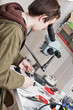 jeweller  working with  microscope