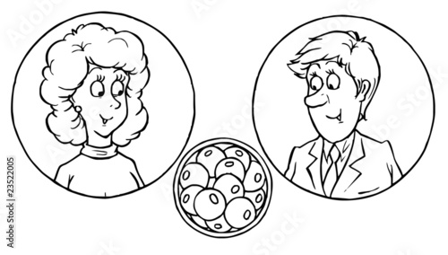 Illustration: Woman and man talk about their child Woman and man talk about their child