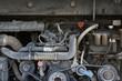 Foto: Bus engine background. Bus engine background.