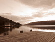 Sepia Steg Bootshäuser