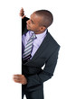 homme pancarte panneau blanc