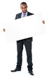 homme pancarte panneau blanc