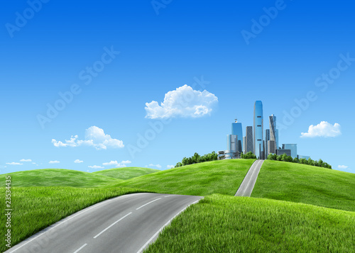 Illustration: Very detailed 7000px city on horizon Very detailed 7000px city on horizon