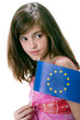 Young girl with the flag of Europe
